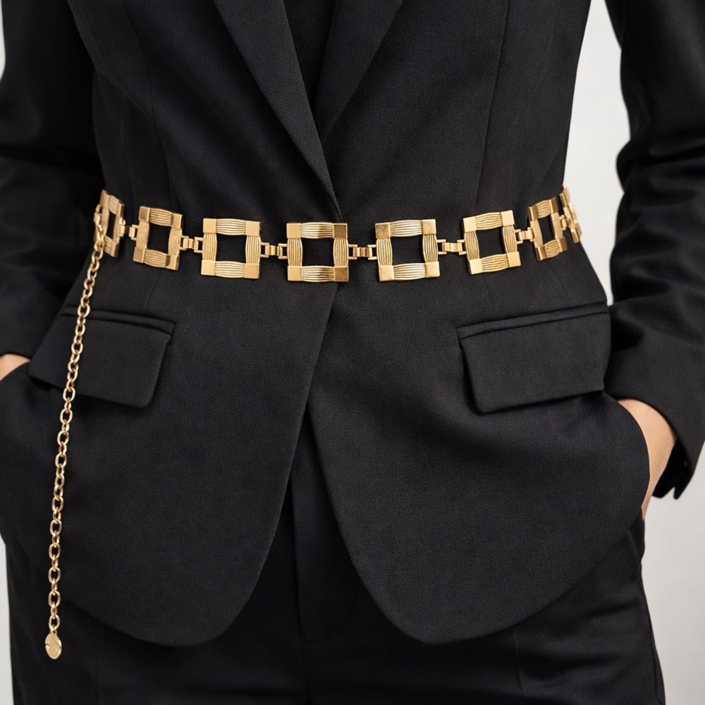 Square Metal Plus Size Chain Belt